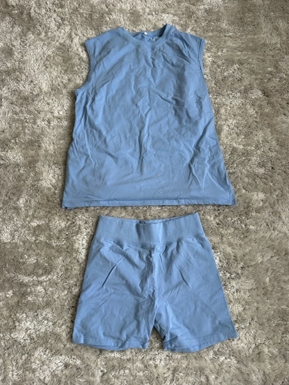 Light Blue Sleeveless Top & Shorts Set
